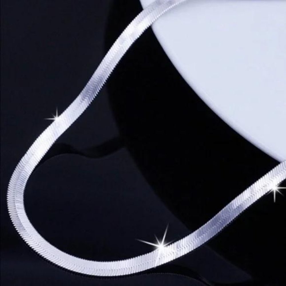 NEW SNAKE FLAT 925 STERLING SILVER NECKLACE, NICE BRACELET, CUTE BRACELET - Picture 4 of 5